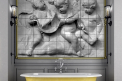 Bright yellow bath on a gray background